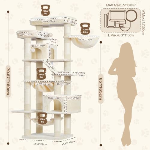 Heybly Cat Tree, 71-Inch-Tall Tower - Image 5