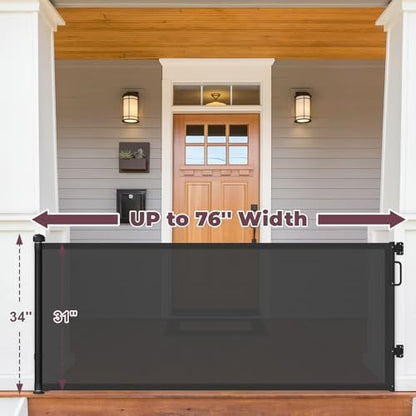 76" Retractable Baby Gates Extra Wide, Mesh Long Dog Gate - Image 2
