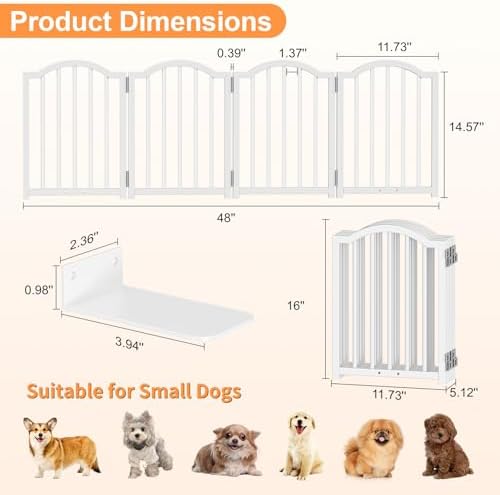 Snughome Short Dog Gate Indoor, Expands Up to 48’’ Wide Foldable Pet Gate - Image 4