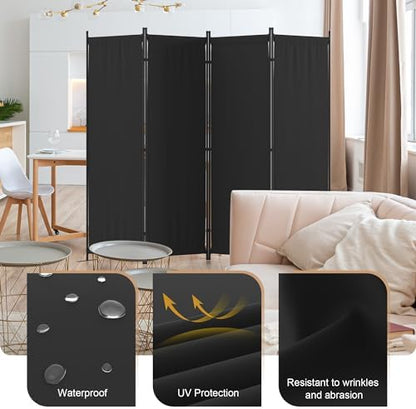 Room Divider, 4 Panel Folding Screen, 88” Portable Separating 3 Feet - Image 3
