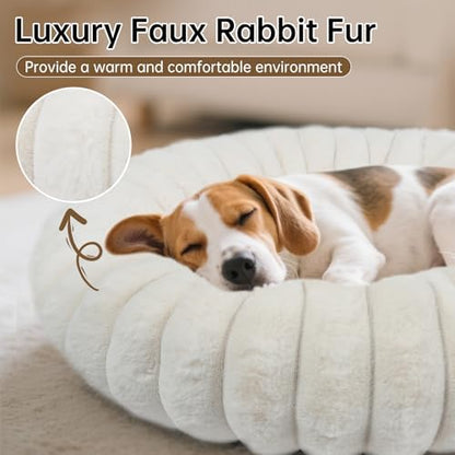 Donut Small Medium Dog Bed Washable Kitty & Puppy Bed, 28ins White - Image 3