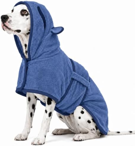 Dog Bathrobe, Fast Drying Coat, Super Absorbent Bath Towel Blue XS by ADNIKIA