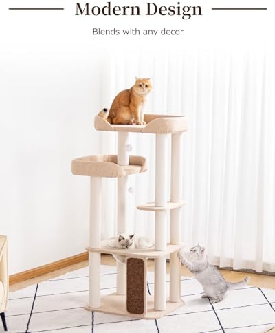 53" Cat Tree Tower for Large Cats, Large Perch & Sisal Board - Image 2