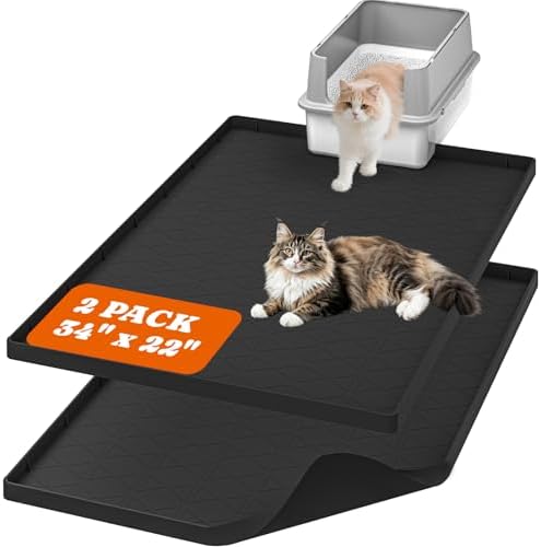 Pawtners Silicone Cat Litter Mat 34 x 22 in, 2 Pack by Pawtners