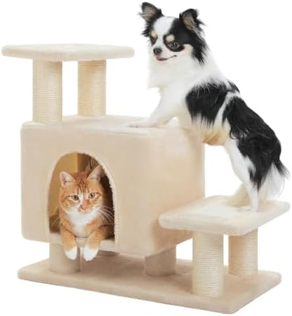 3-in-1 Cat Stairs with Scratching Post & Condo, Pet Steps by UYMI