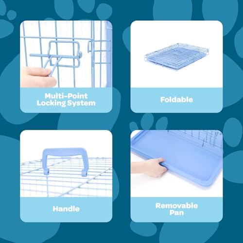 Carlson Pet Products Carlson Compact and Secure Deluxe Blue Metal Dog Crate - Image 3