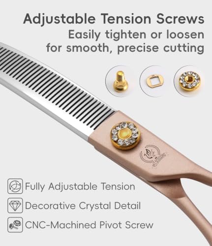 Professional Curved Thinner Dog Grooming Scissors 7.0'' Rose Gold Thinning - Image 5