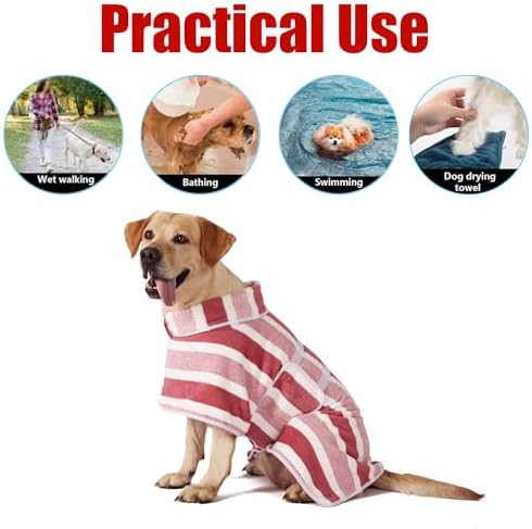 Dog Bathrobe, Quick-Dry Striped Drying Robe - Image 6
