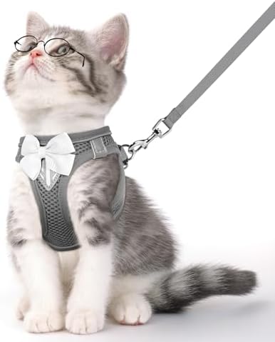Cat Vest Harness and Leash Set, Escape Proof Kitten Harness Grey S by NCMAMA