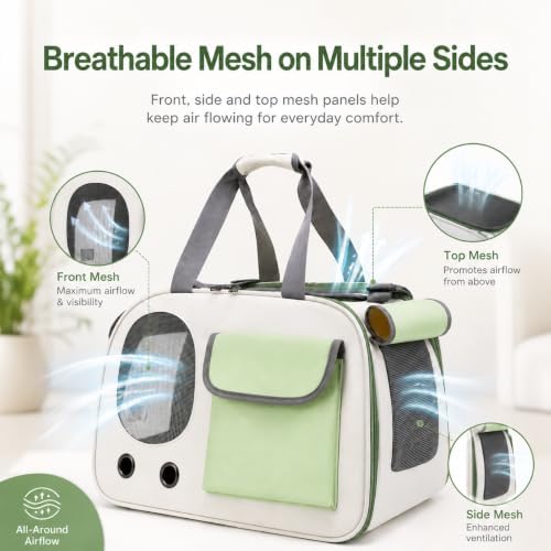 Soft-Sided Cat Carrier, 17.7“×10.2”×11“ Foldable Portable Pet Travel Bag - Image 5