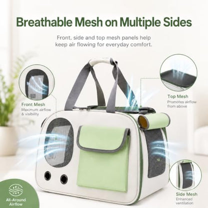 Soft-Sided Cat Carrier, 17.7“×10.2”×11“ Foldable Portable Pet Travel Bag - Image 5