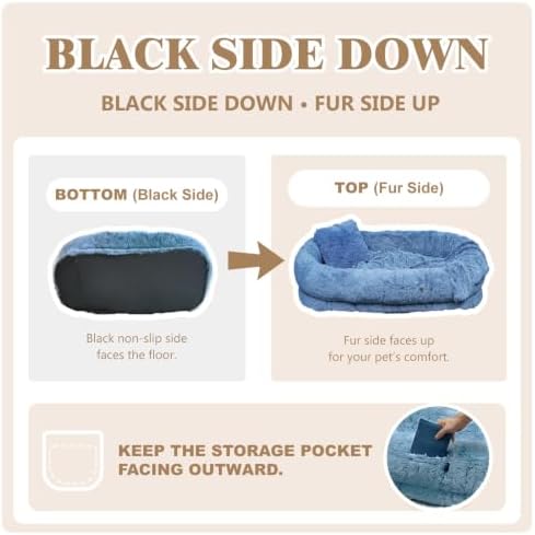 WROS Human Dog Bed, Washable Faux Fur Pet Bed - Image 4