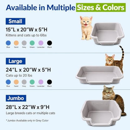KittyGoHere Senior Cat Litter Box, Large Litter Pan, 2 Pack, Misty Gray - Image 7