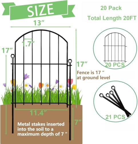 Decorative Garden Fence, 17in x 20ft No Dig Fence - Image 4