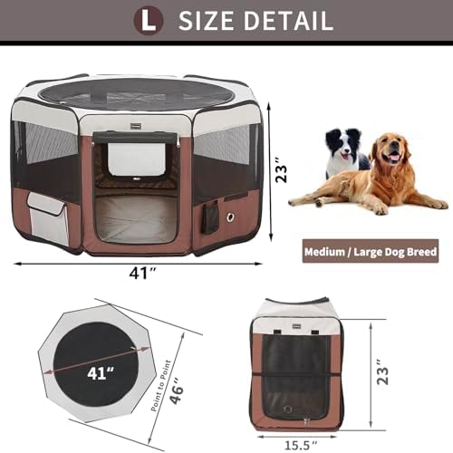 DONORO Dog Playpen 46" Portable Pet Play Pens - Image 4