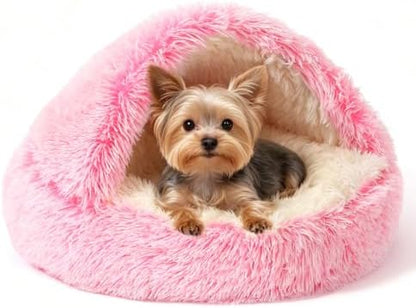 NOYAL Hooded Donut Bed, Calming Cave by Noyal