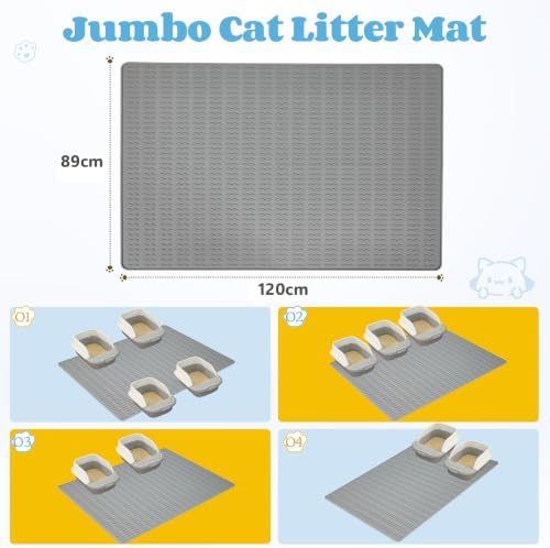 Cat Litter Mat, 47x35in Extra Large Litter Mat, Waterproof Non-Slip - Image 2
