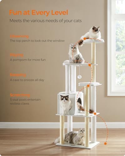Feandrea Cat Tree, 65-Inch Multi-Level Tower - Image 3