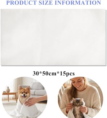 15-Pack Disposable Pet Bath Towels, Dog Drying Towels - Image 2