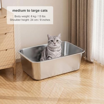 XX-Large High Sided Stainless Steel Cat Litter Box - Image 7