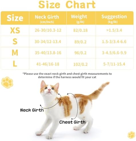 Cat Harness and Leash Set, Escape Proof Soft Vest Walk Yellow XS - Image 2