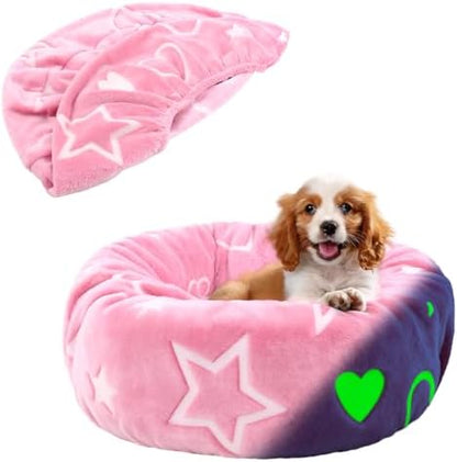 Flannel Round Replacement Dog Bed Cover Elastic Edged 20×9.8 Inch by Hoopttay