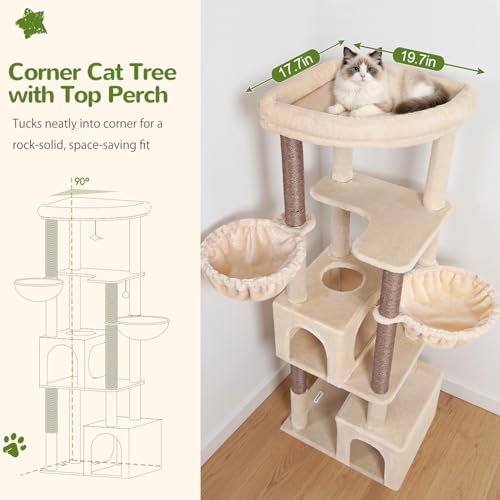 Globlazer C64 Heavy Duty Corner Cat Tree, 64in Large Cat Tower - Image 2