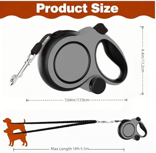 16FT Dual Retractable Dog Leash 2 Medium Dogs - Image 2