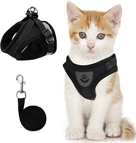 Cat Vest Harness and Leash Set, Escape Proof Kitten Harness Black XS by NCMAMA