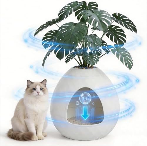 Plant Litter Box Egg-Shaped, Small Hidden Cat Litter Box Enclosure by Unknown