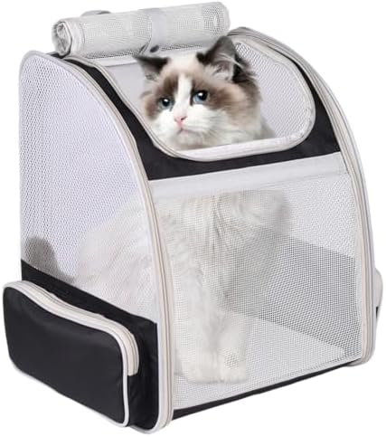 Backpack to Carry Cat and Small Puppy up to 16 Pounds, Breathable Pet Carrier by halinfer
