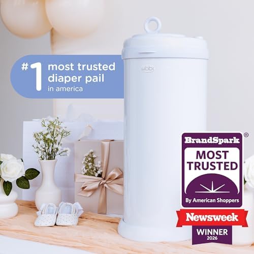 Ubbi Stainless Steel Diaper Pail, No Special Bag, Odor-Locking, Cloudy Blue - Image 3