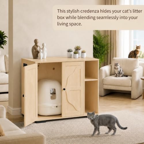Garvee Cat Litter Box Enclosure, Large Cat House - Image 5