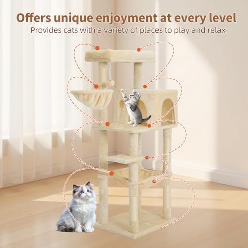 56.2 Inch Cat Tree with Cat Condo Viewing Platform - Image 5
