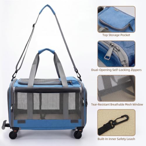 Rolling Cat Carrier with Detachable Wheels, Soft Sided - Image 4
