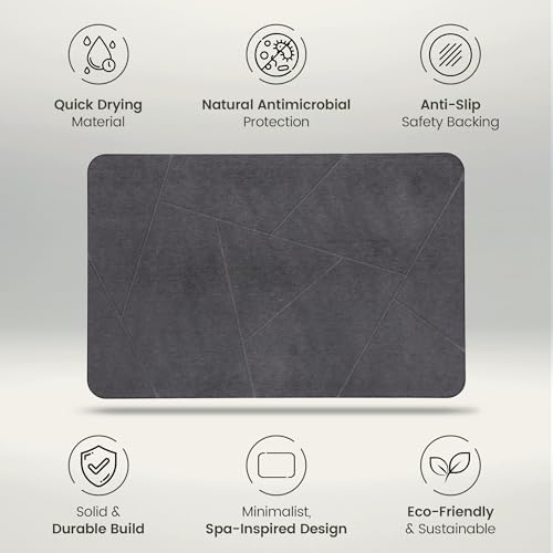 Quick Dry Shower Stone Bath Mat, Super Absorbent & Non-Slip 24 x 16 Inch - Image 6