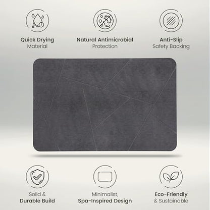 Quick Dry Shower Stone Bath Mat, Super Absorbent & Non-Slip 24 x 16 Inch - Image 6