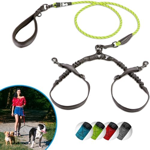 SparklyPets Double Dog Bungee Rope Leash by SparklyPets