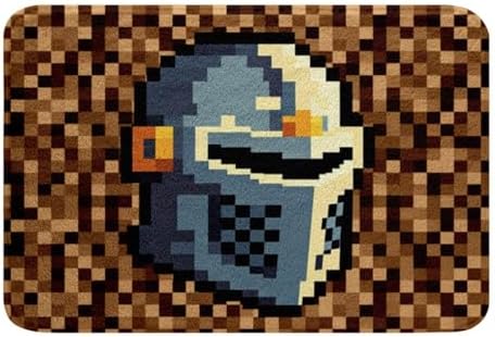Manfei Pixel Camo Bath Mat, Pixelated Knight Helmet Print Kids Mats Rugs - Image 3