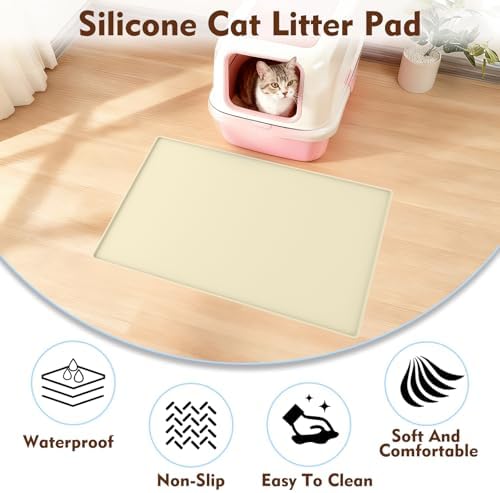 Cat Litter Mat 24" x 16", Soft Silicone Material, Easy Clean Waterproof No Slip - Image 6