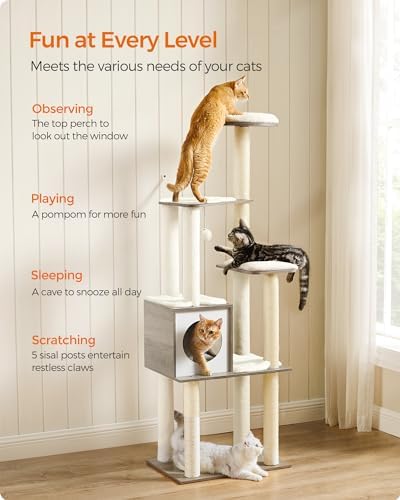 Feandrea Cat Tree, 64.6-Inch Multi-Level Tower - Image 3