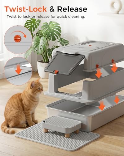 GTPLAYER XXXL Stainless Steel Cat Litter Box - Image 5