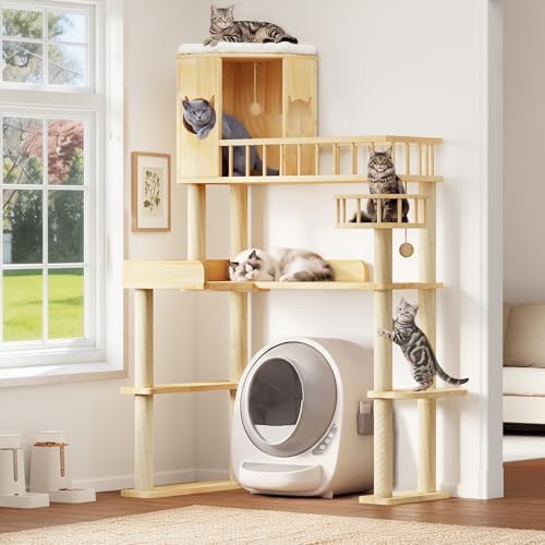 Corner Cat Tree for Automatic Litter Box, 6 Tier Cat Tower by Homiflex