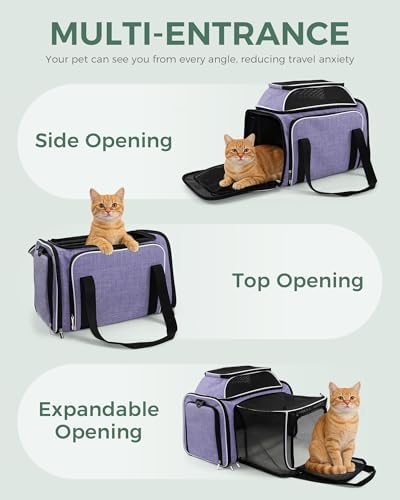 Cat Carrier Bag, Airline Approved Pet Carrier Soft Side Pet Travel 5 Sides Open - Image 5
