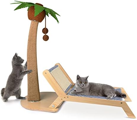 29.5" Cat Scratching Post with Lounge, Sisal Palm Tree Cat Bed by Lechansen