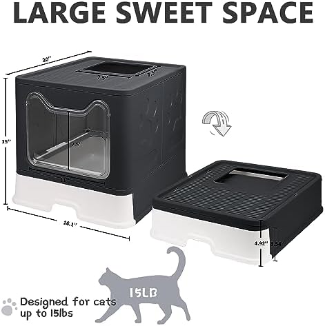 Foldable Cat Litter Box with Lid, Enclosed Potty, Large Top Entry - Image 2