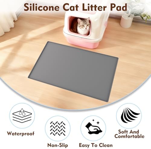 Cat Litter Mat 24" x 16", Soft Silicone Material, Easy Clean Waterproof No Slip - Image 6