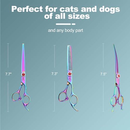 GLADOG 7 Inch Professional Dog Grooming Scissors Kit, 5-in-1 Titanium Coated - Image 5