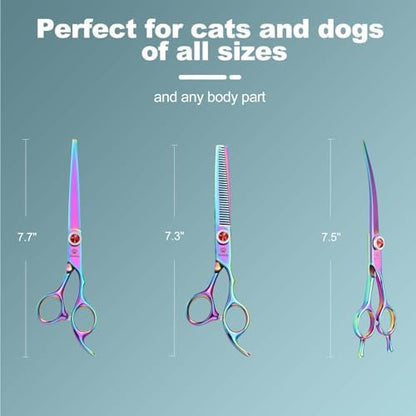 GLADOG 7 Inch Professional Dog Grooming Scissors Kit, 5-in-1 Titanium Coated - Image 5