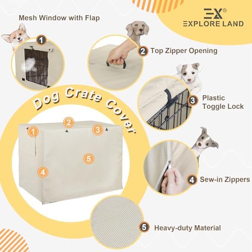 Explore Land Dog Crate Cover, 42 inches, Light Tan - Image 4